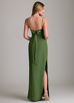 Azazie Mai Bridesmaid Dresses Olive Sheath Pleated Chiffon Dress image2