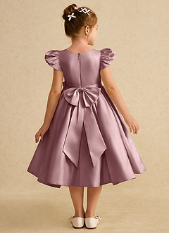 Azazie Pearl Flower Girl Dresses Dusty Rose Ball-Gown Pleated Matte Satin Dress image2
