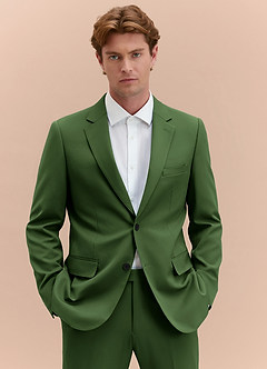 front James Olive Structured Stretch Suit Jacket