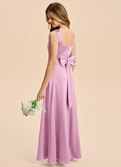 Azazie Kiki Junior Robe Trapèze en Satin extensible Arc Rose Bonbon image6