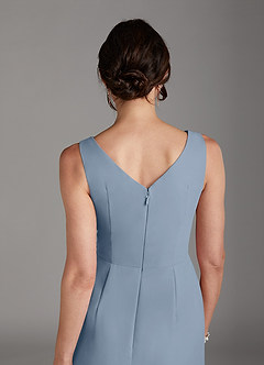 Azazie Saturn Mother of the Bride Dresses Dusty Blue Sheath V-Neck Pleated Chiffon Dress image5