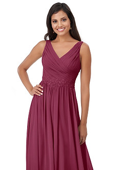 Azazie Robbie Final Sale Mulberry A-Line Lace Chiffon Dress image5