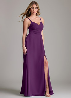 Azazie Terese Bridesmaid Dresses Grape A-Line Pleated Chiffon Dress image3