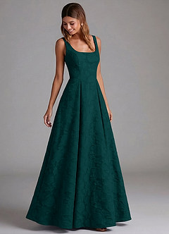 Azazie Amalie Abiti da Damigella Abito A-Line in Burnout Floreale Plissettato Pino image5