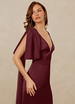 Christian Siriano Bridal for Azazie 1011 Bridesmaid Dresses Cabernet Mermaid Bow Stretch Satin Dress image8