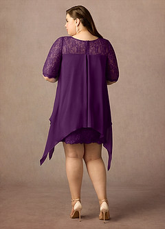 Azazie Flo Mother of the Bride Dresses Grape A-Line Lace Chiffon Dress image7