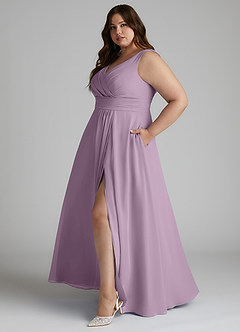 Azazie Karina Bridesmaid Dresses Wisteria A-Line Pleated Chiffon Dress image8
