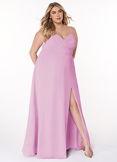 Azazie Everleigh Abiti da Damigella Abito A-Line in Chiffon con Scollo a Cuore a Pieghe Rosa Confetto image8