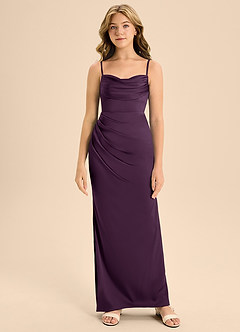 Azazie Mai Junior A-Linie Herzausschnitt Stretch-Satin Kleid Pflaume image5