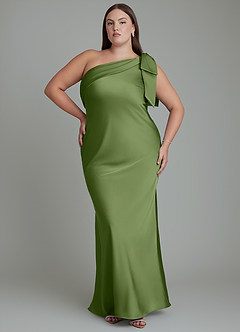 Azazie Yuanna Brautjungfernkleider Meerjungfrau-Linie One-Shoulder Stretch-Satin Kleid Wacholder image8
