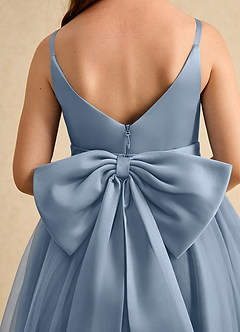 Azazie Patootie vestidos de niña de las flores Vestido de Azul Polvoriento de Tul de Corte En A con Tirante Espagueti image6