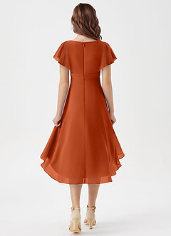 Azazie Graciela Junior Burnt Orange A-Line Pleated Chiffon Dress image2