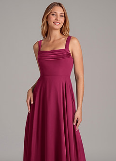 Azazie Shaude Bridesmaid Dresses Burgundy A-Line Pleated Chiffon Dress image12