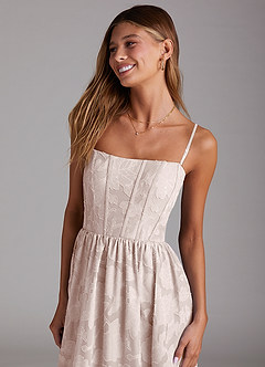 Azazie Delphina Bridesmaid Dresses Blushing Pink A-Line Strapless Floral Burnout Convertible Dress image2