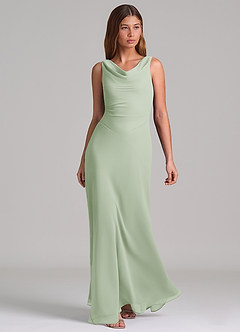 Azazie Nerine Brudtärnklänningar Klä av A-Linje i Chiffong Plisserad Dusty Sage image1