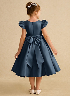 Azazie Pearl Flower Girl Dresses Neptune Ball-Gown Pleated Matte Satin Dress image2
