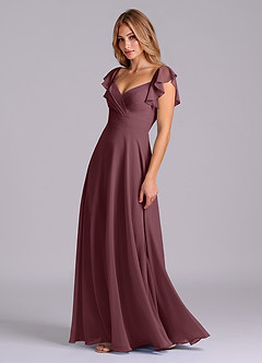 Azazie Leilani Bridesmaid Dresses Sangria A-Line Pleated Chiffon Dress image4