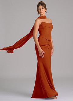 Azazie Sorrel Robes de demoiselle d'honneur Robe Sirène en Mousseline de soie Corset Paprika image3