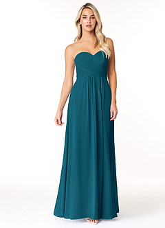 Azazie Yazmin Brautjungfernkleider Wandelbar A-Linie Herzausschnitt Chiffon Kleid Tintenblau image4
