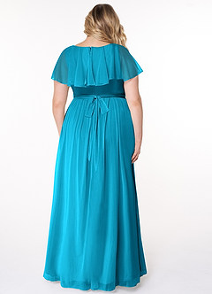 Azazie Jael Final Sale Jade A-Line V-Neck Mesh Dress image8