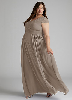 Azazie Organa Bridesmaid Dresses Taupe A-Line Pleated Chiffon Dress image9