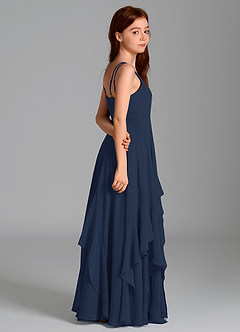 Azazie Karan Junior Vestido de Azul Marino Oscuro de Gasa de Corte en A image6