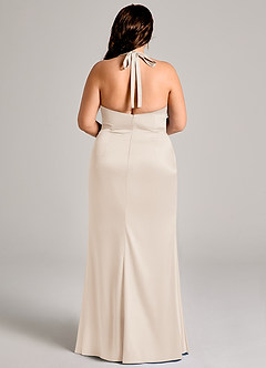 Azazie Valerie Robes de demoiselle d'honneur Robe Sirène en Satin extensible Plissée Albâtre Blanc image12