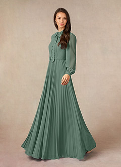 Azazie Adellah Mother of the Bride Dresses Eucalyptus A-Line Pleated Chiffon Dress image2