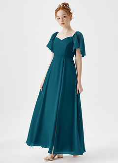 Azazie Chloe Junior Ink Blue A-Line Sweetheart Neckline Chiffon Dress image3