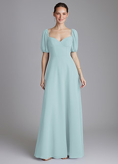 Azazie Fatima Bridesmaid Dresses Mist A-Line with Pockets Chiffon Dress image1