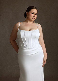 Azazie Cherity Wedding Dresses Diamond White Mermaid Strapless Crepe Back Satin Dress image12
