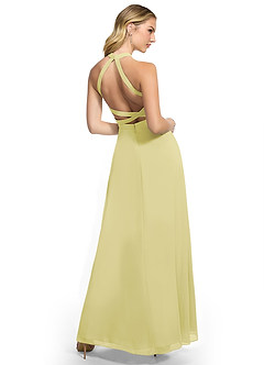 Azazie Clarice Abiti da Damigella Abito A-Line in Chiffon con Scollo Halter Sorbetto Al Limone image4