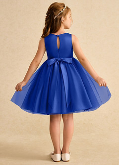 Azazie Prima Flower Girl Dresses Royal Blue A-Line Bow Tulle Dress image2