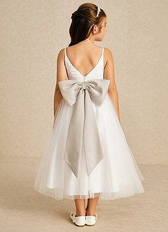 Azazie Lea Flower Girl Dresses Frost A-Line Spaghetti Strap Tulle Dress image2