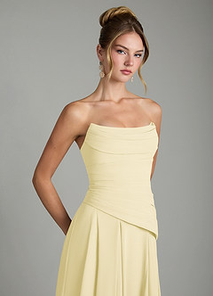 Azazie Gabriela Bridesmaid Dresses Lemon Sorbet A-Line Corset Chiffon Dress image10