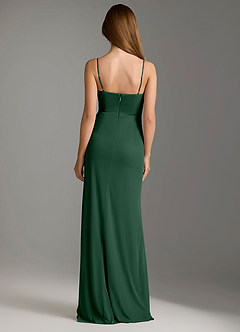 Azazie Maci Robes de demoiselle d'honneur Robe Fourreau en Maille Plissée Vert Foncé image2