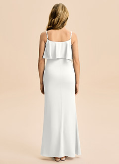 Azazie Galene Junior White Mermaid Stretch Satin Dress image2