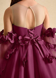 Azazie Karrie vestidos de niña de las flores Vestido de Mora de Tul de Corte En A con Con mangas image8