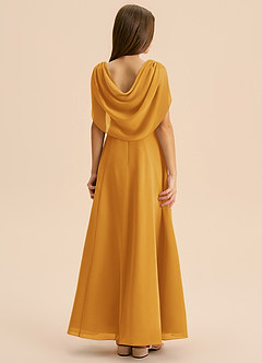 Azazie Lambie Junior Butterscotch A-Line Pleated Chiffon Dress image1