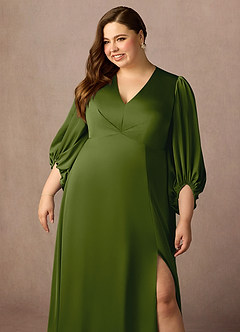 Azazie Luna vestidos de madre de la novia Vestido de Enebro de Satén Elástico de Corte En A con Plisado image11
