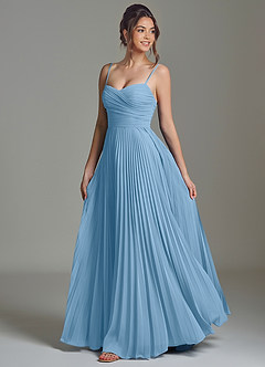 Azazie Catie Brautjungfernkleider A-Linie Herzausschnitt Chiffon Kleid Stahlblau image5