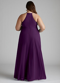 Azazie Annabelle Robes de demoiselle d'honneur de maternité Robe Trapèze Col V plissé Longueur ras du sol Maille image8
