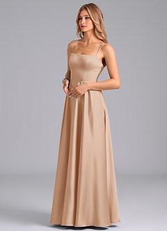 Azazie Elita Bridesmaid Dresses English Rose A-Line Pleated Stretch Satin Dress image4
