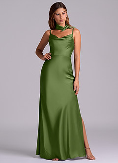 Azazie Yazmine Final Sale Juniper Mermaid Pleated Stretch Satin Dress image3