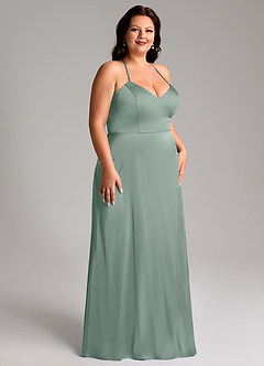 Azazie Mei Vestidos para Prova em Casa Vestido Preto de Cetim elástico de Linha A image10