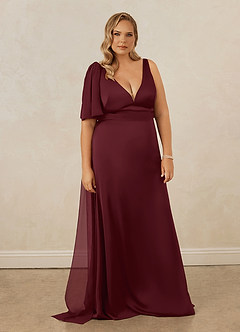 Christian Siriano Bridal for Azazie 1011 Bridesmaid Dresses Cabernet Mermaid Bow Stretch Satin Dress image11