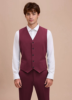 front Ethan Burgundy Refined Weave Suit Vest