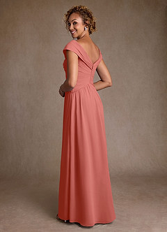 Azazie Myrtle Mother of the Bride Dresses Salmon Pink A-Line Pleated Chiffon Dress image2