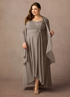 Azazie Anne Mother of the Bride Dresses Taupe Sheath Sweetheart Sequins Lace Dress image10