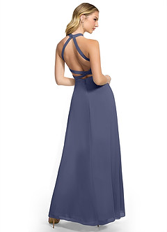 Azazie Clarice Bridesmaid Dresses Stormy A-Line Halter Chiffon Dress image4